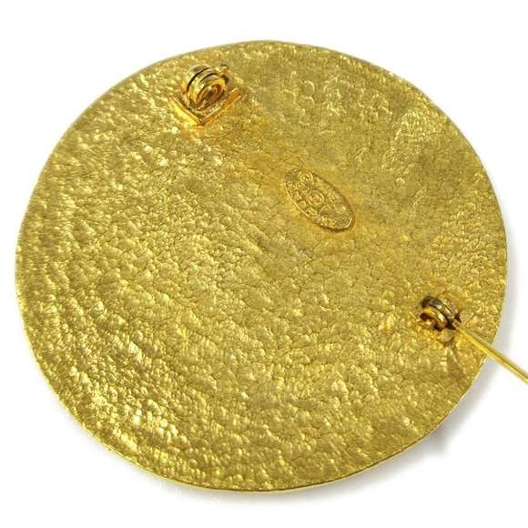 Authentic CHANEL CC Medallion Motif Brooch Pin Corsage Gold-Tone 94P Vintage - Picture 4 of 4